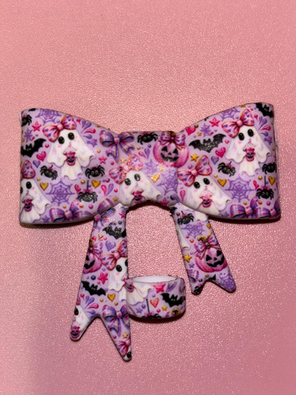 Pastel Halloween Ghosts & Pink Pumpkins - Bow