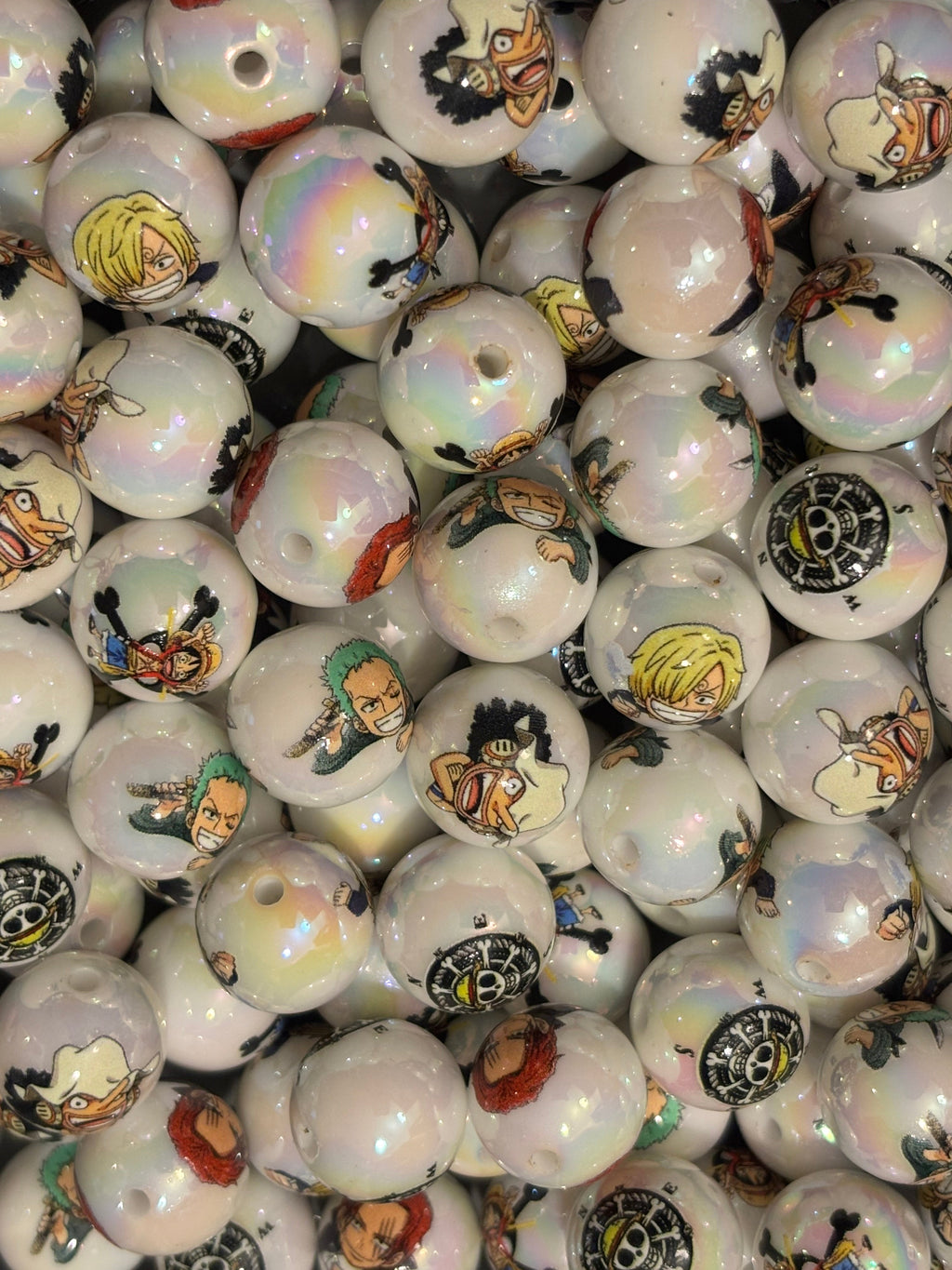 One Piece White Shimmer Beads 16mm (10pcs)