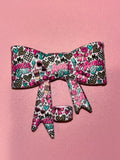 In My Auntie Era Pink & Teal Leopard Hearts - Bow