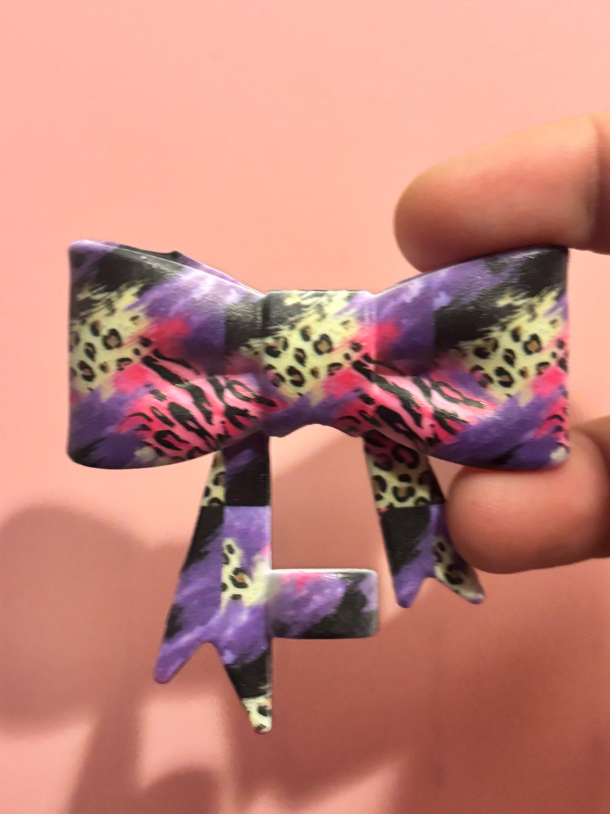 Purple/Pink Leopard - Bow