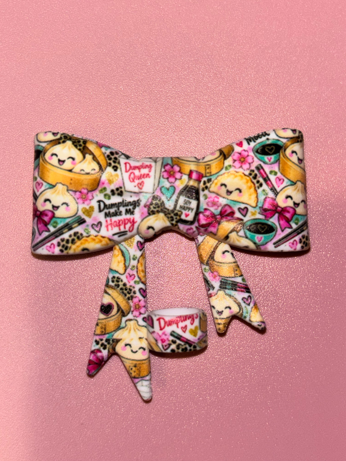 Dumplings Make Me Happy Pink Bows & Leopard - Bow