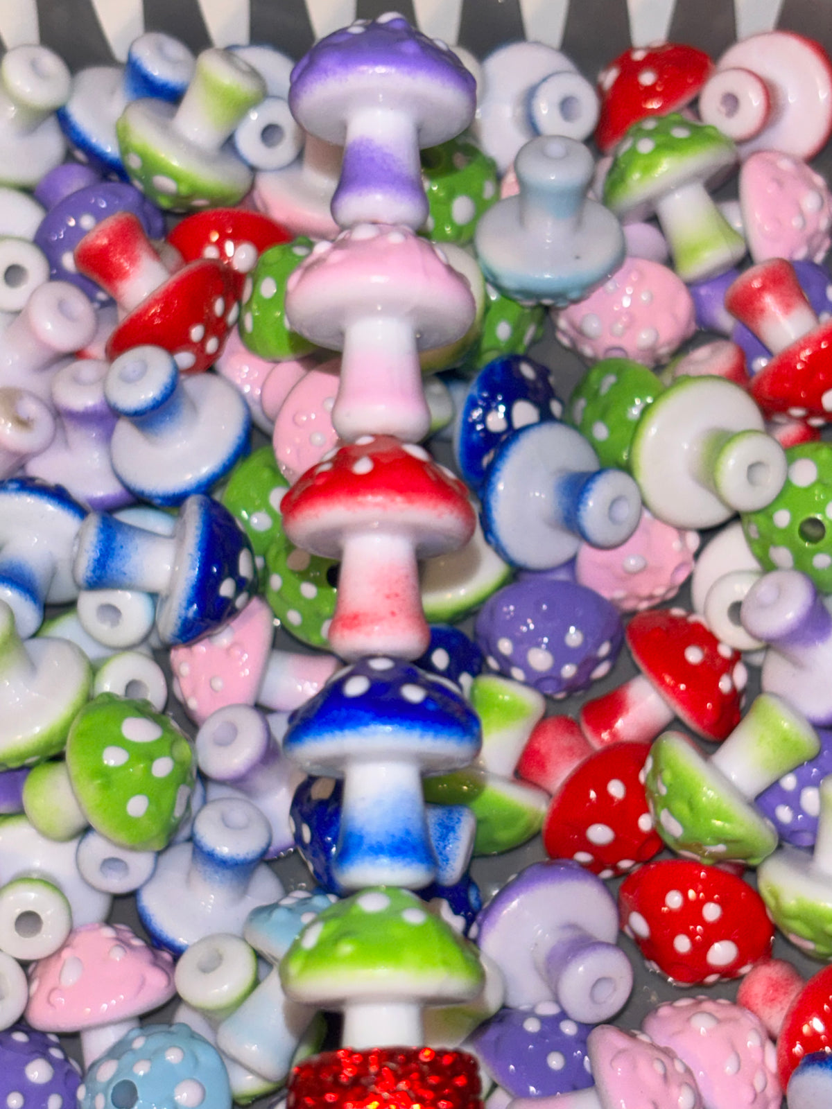 Colorful Polka Dot Mushroom Beads (10pcs)