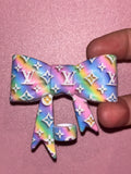 L- Designer Pastel Rainbow Monogram - Bow