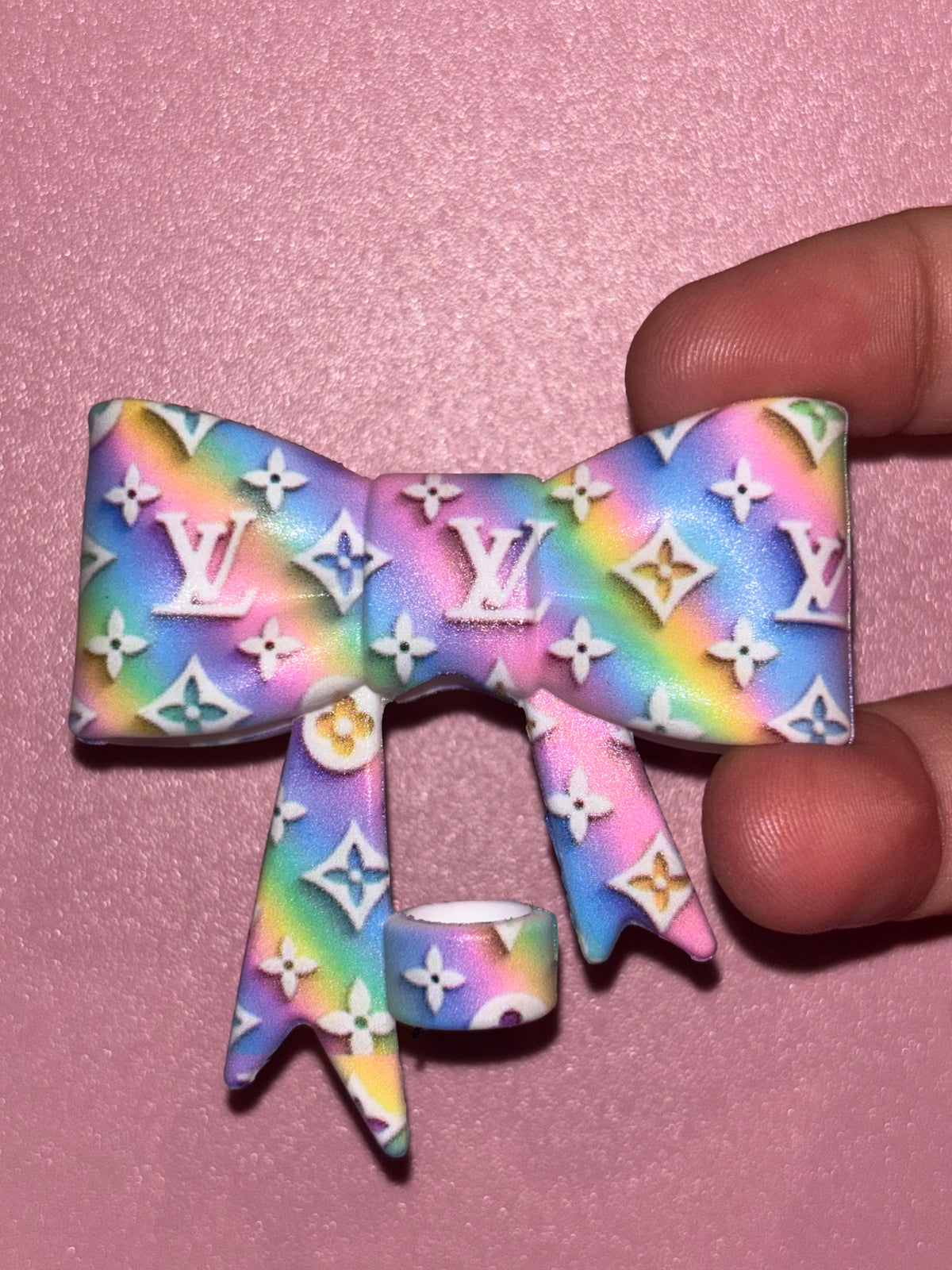 L- Designer Pastel Rainbow Monogram - Bow
