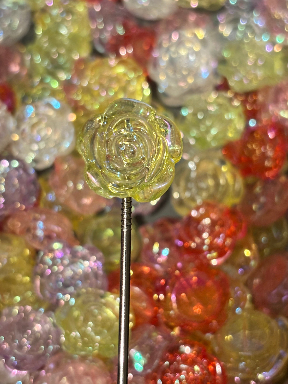 Multicolor Iridescent Rose Flower Beads (5pcs) - NOT FOR PENS SMALL HOLE