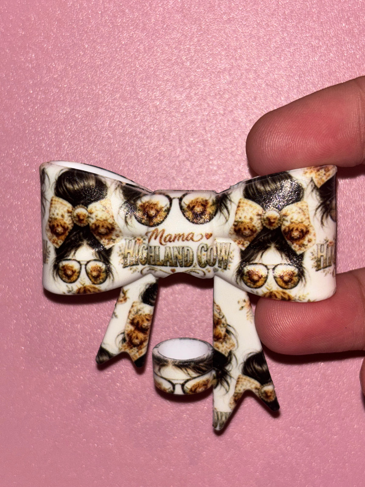 Highland Cow Mama Messy Bun & Sunglasses - Bow