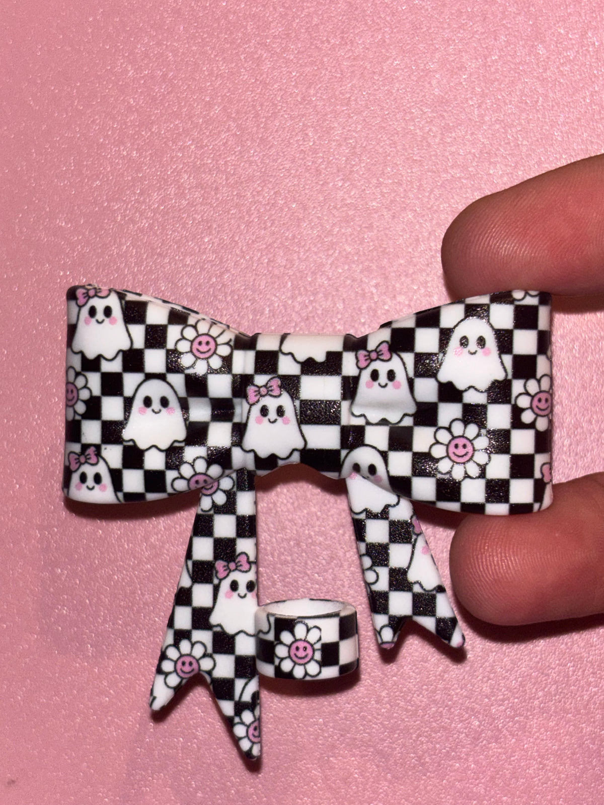 Ghosts & Smiling Daisies Checkerboard - Bow