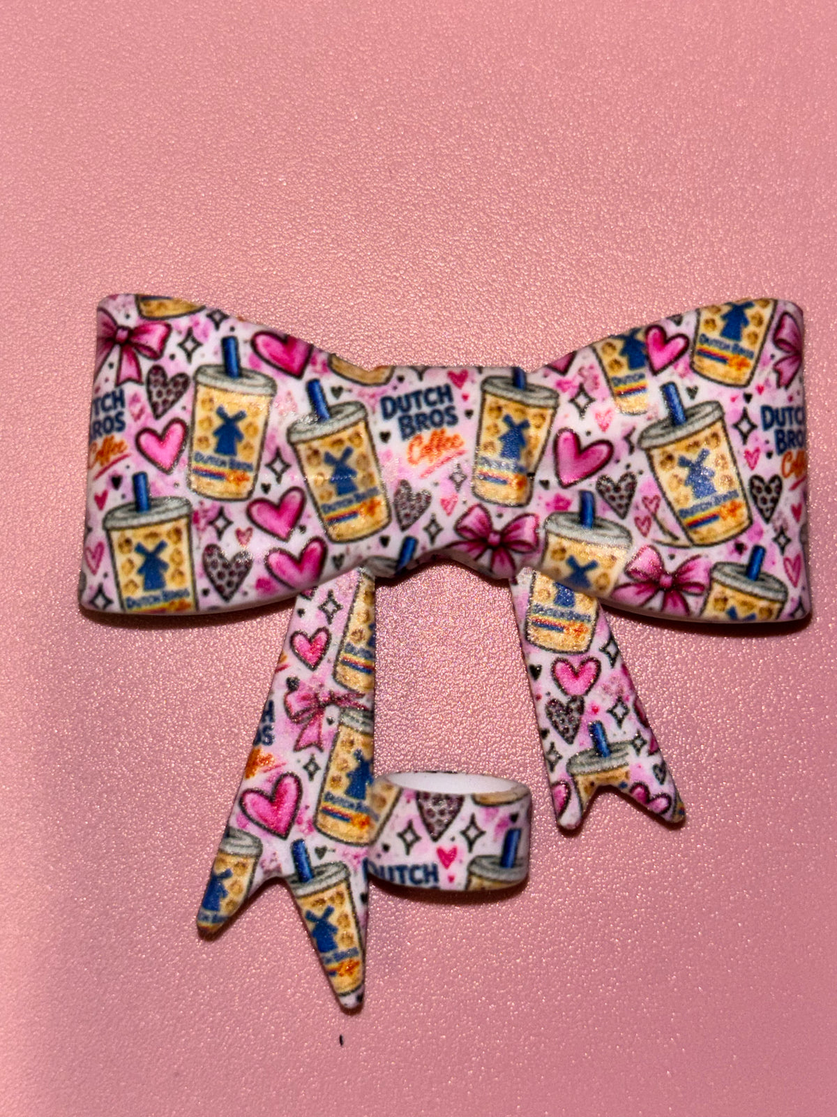 Dutch Bros Pink Hearts & Leopard Bows - Bow