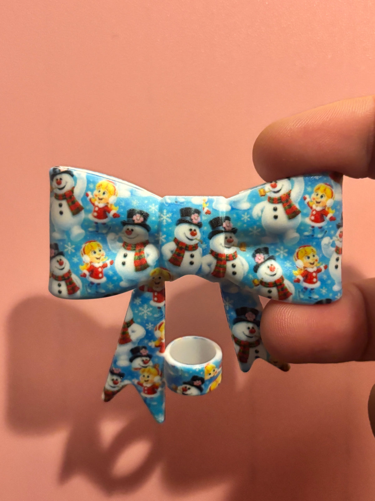 Snowman Frosty & Karen Blue Snowflakes - Bow