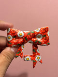 Cherries & White Daisies Red - Bow