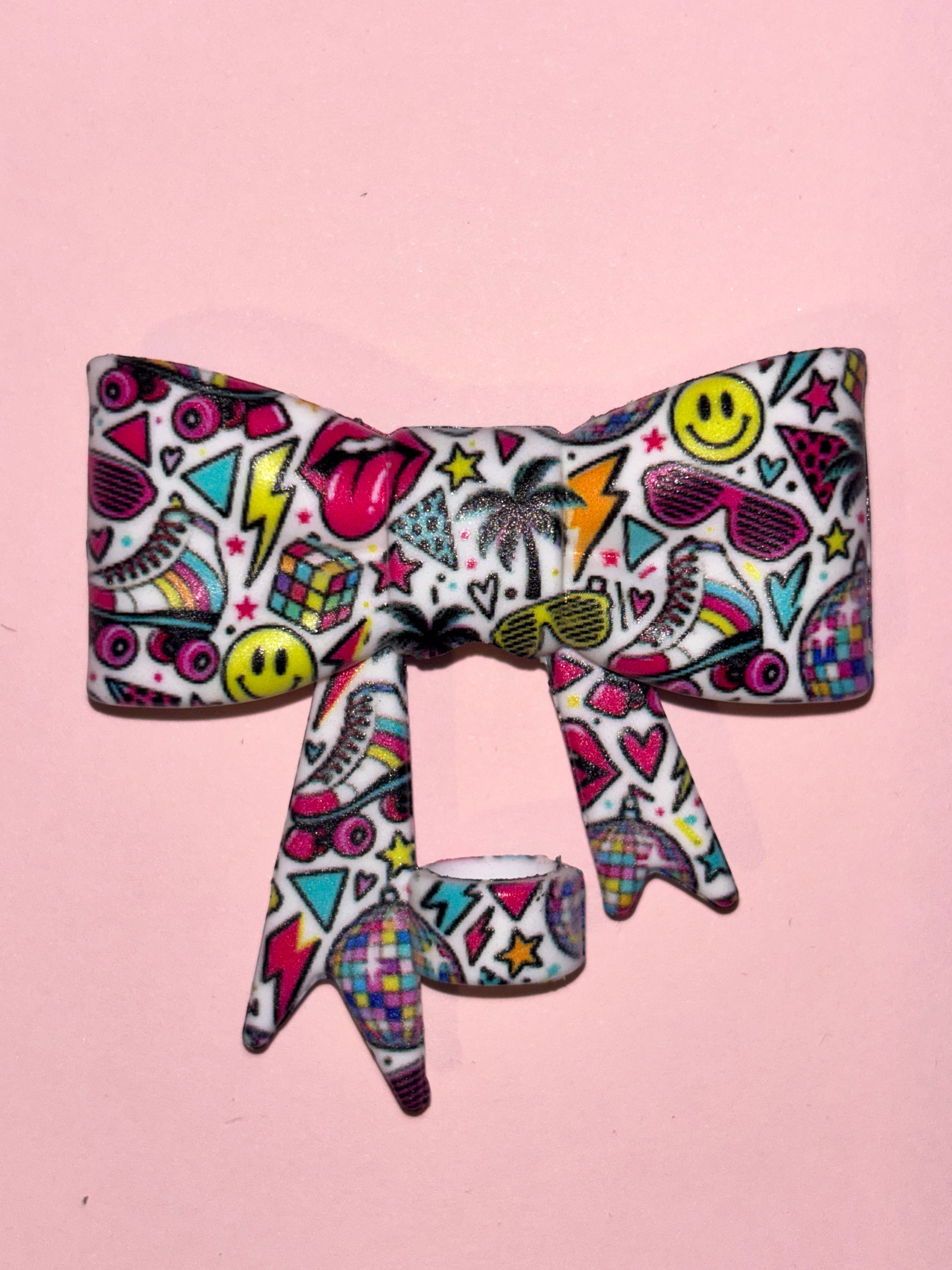 Retro Roller Skate Neon Collage - Bow