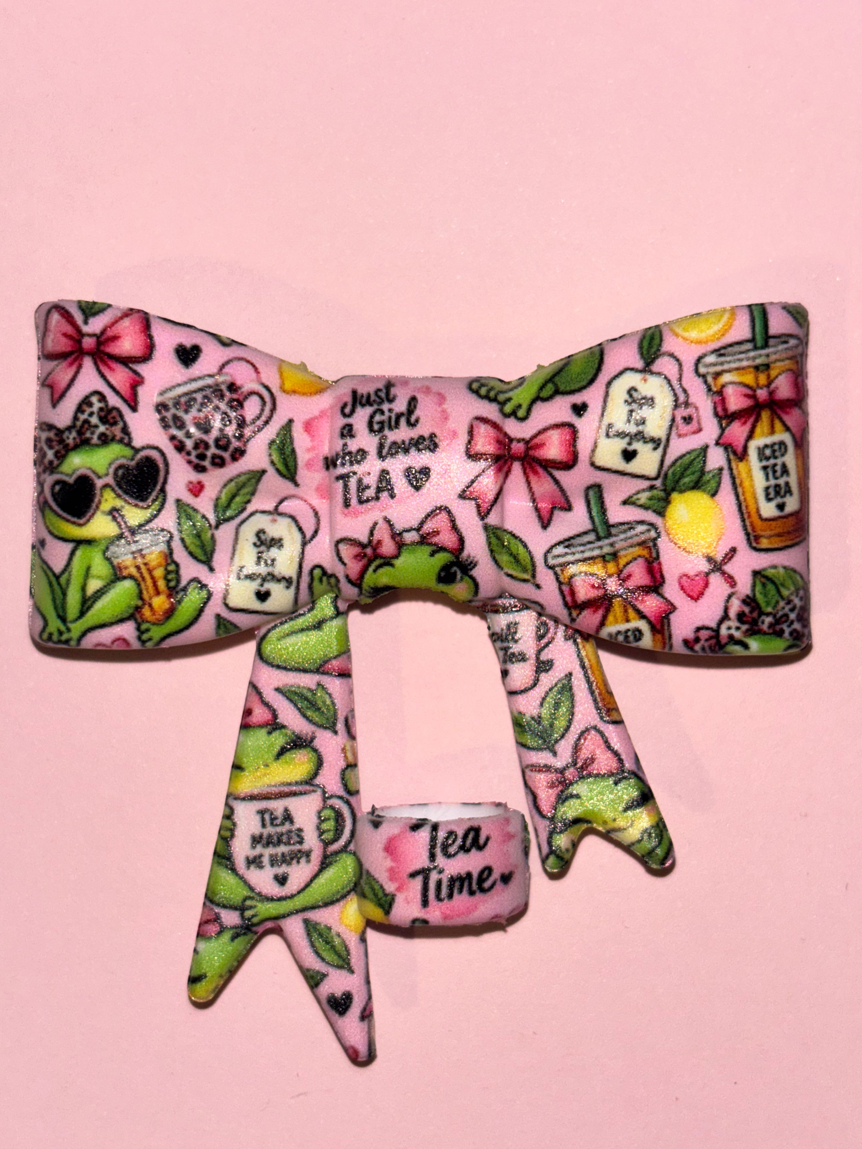 Tea Lover Frogs & Pink Coquette - Bow