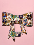 Mickey & Friends Flower Faces Yellow Checkerboard - Bow
