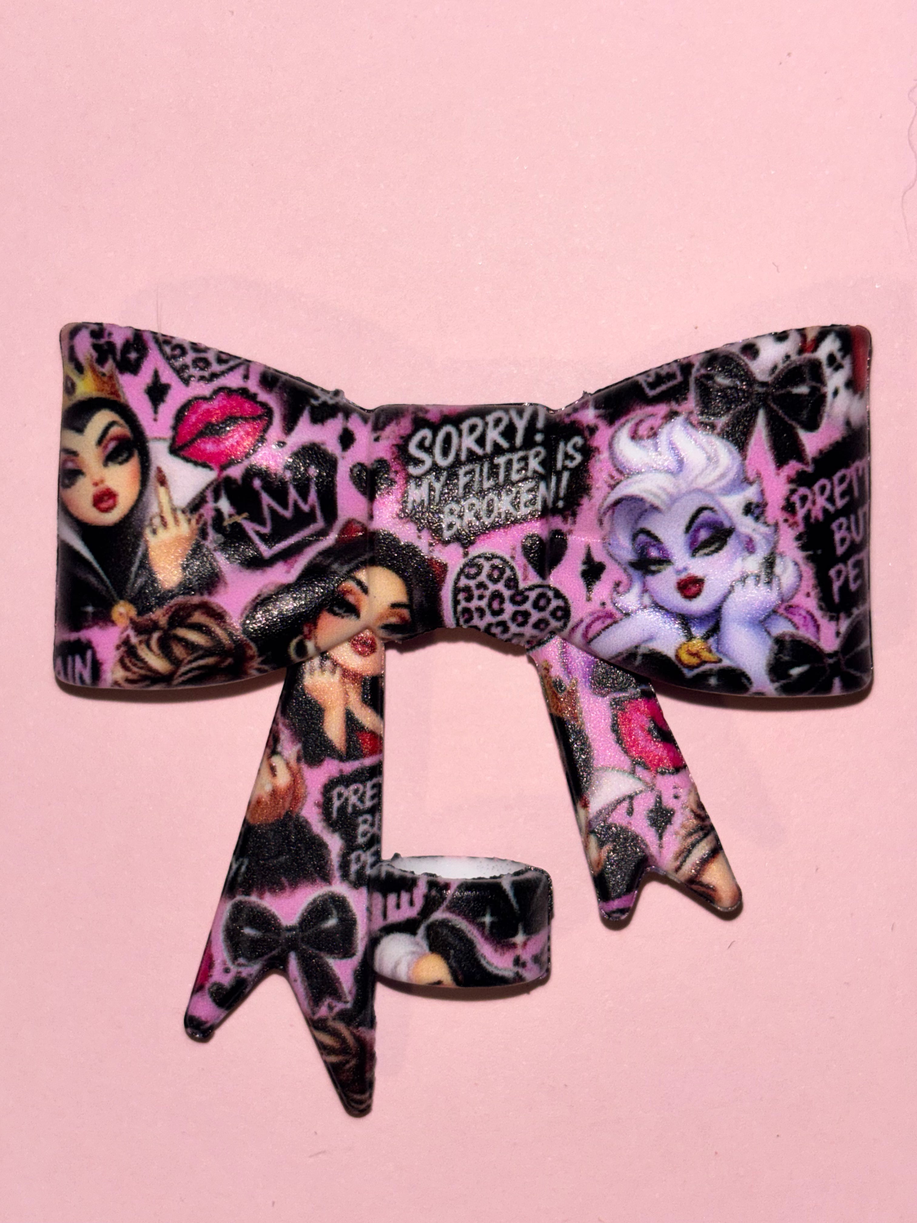 Villain Queens Pink Leopard & Black Coquette - Bow