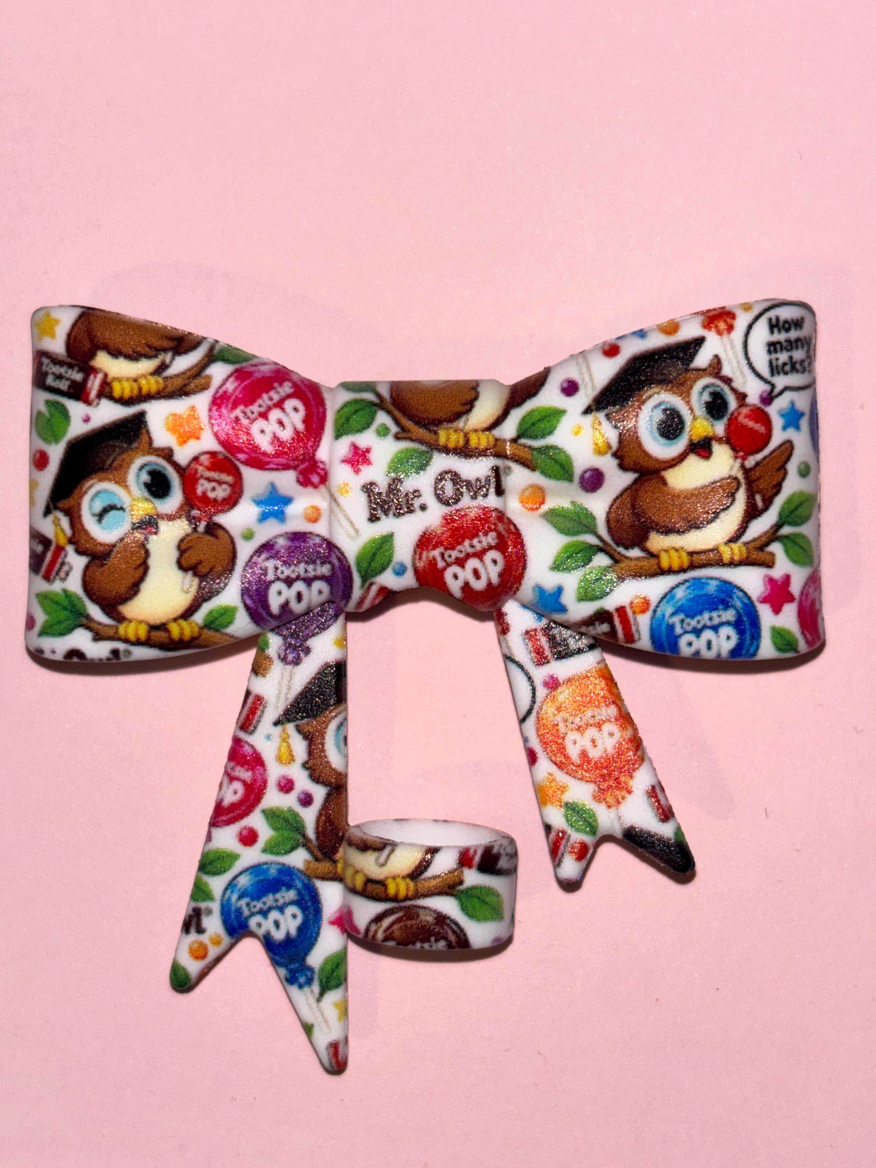 Tootsie Pop Mr. Owl Rainbow Candy Collage - Bow