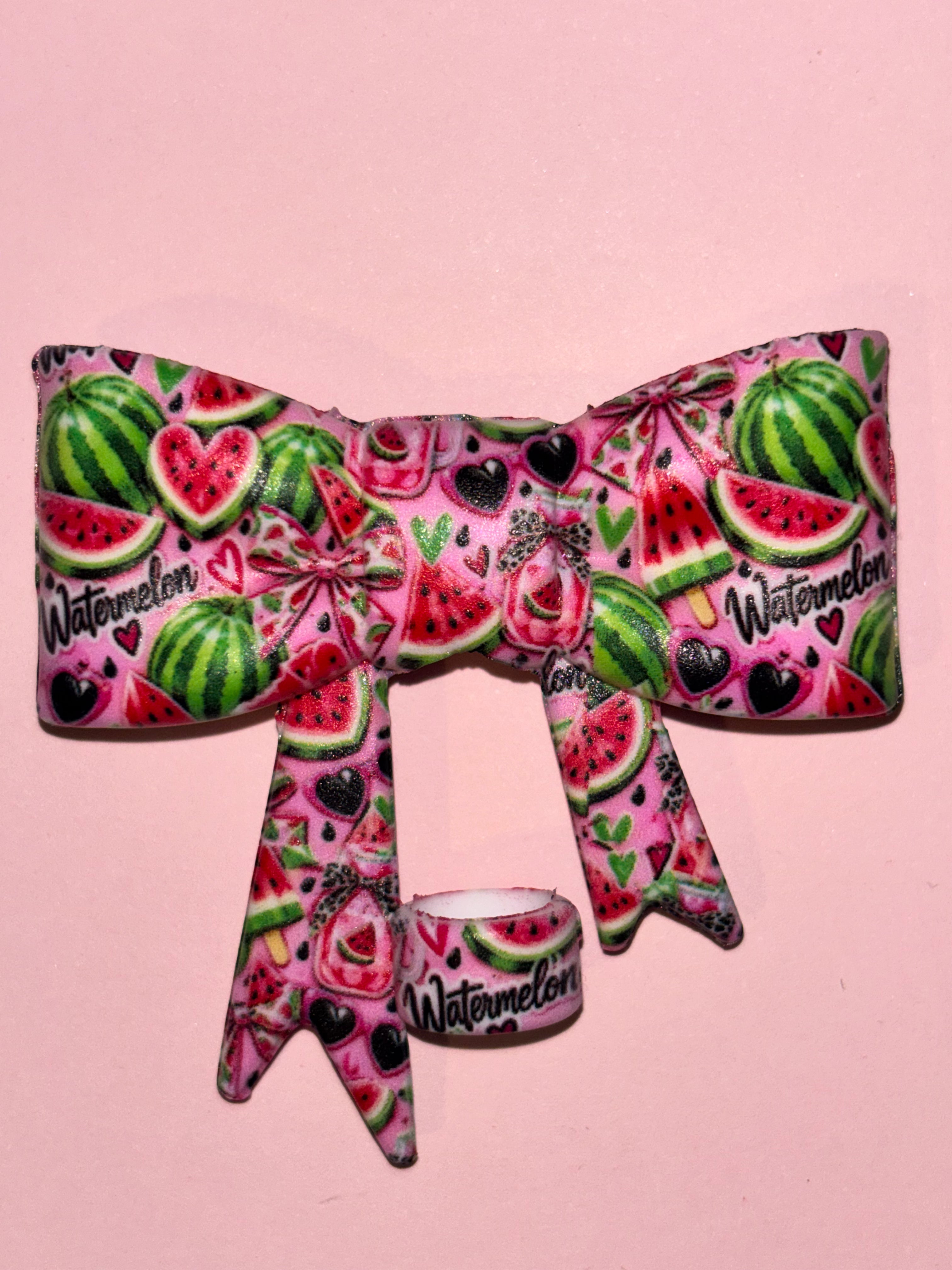 Watermelon Pink Hearts & Leopard Coquette - Bow