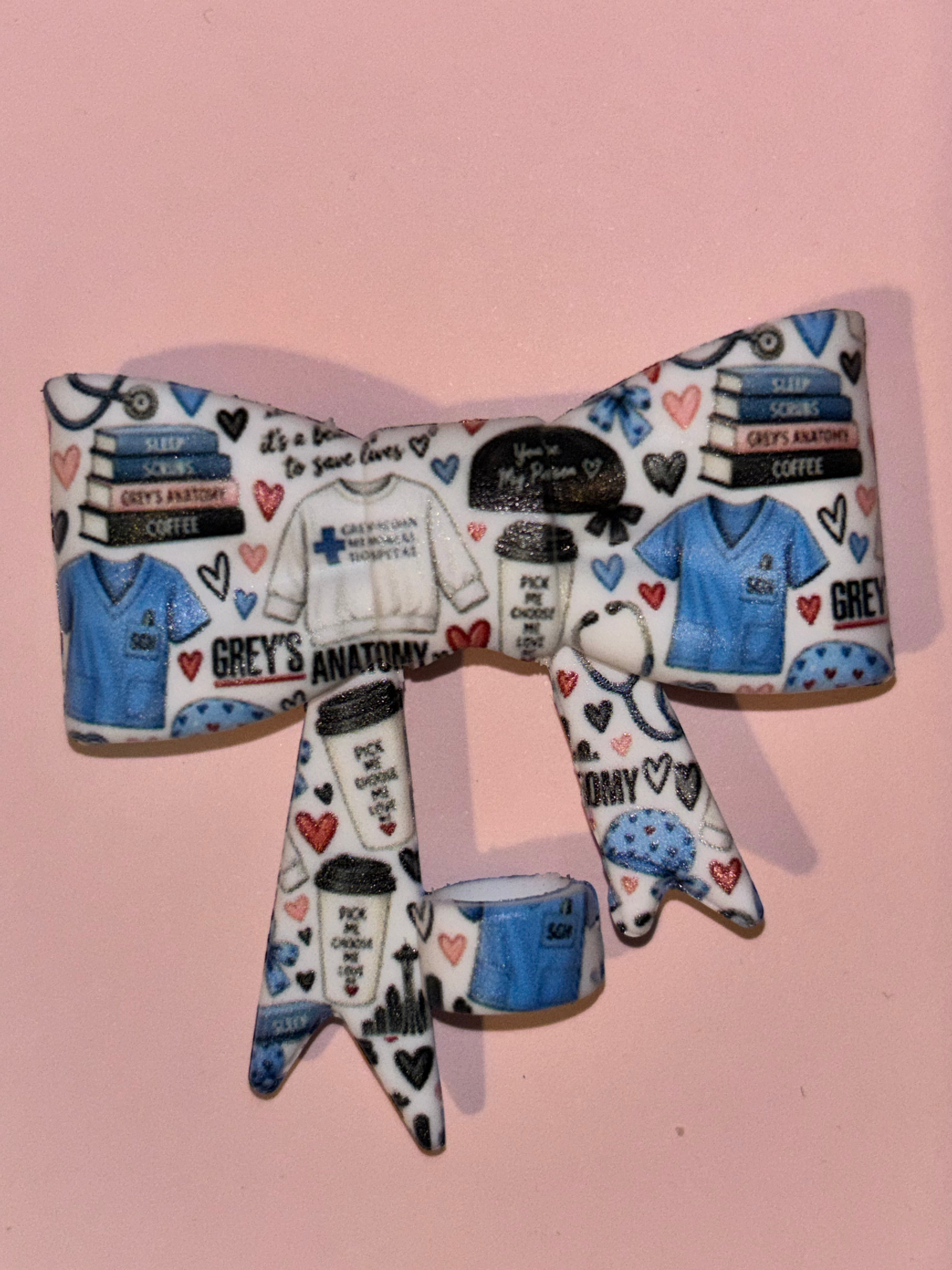 Grey’s Anatomy Blue Scrubs & Coffee Collage - Bow