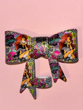 Football Girl Pink Helmet & Neon Checkerboard - Bow