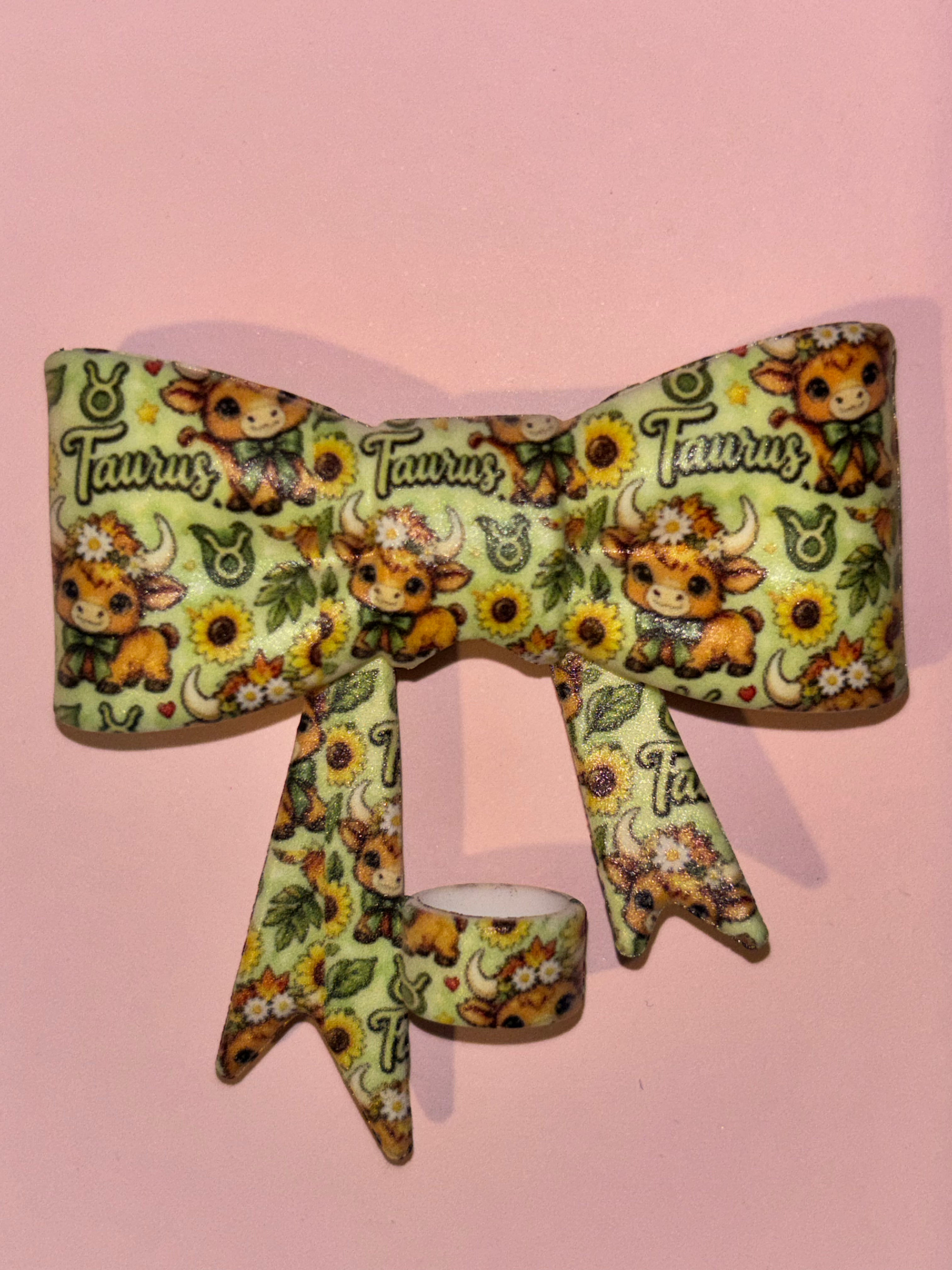 Taurus Floral Bull & Sunflower Sage Collage - Bow