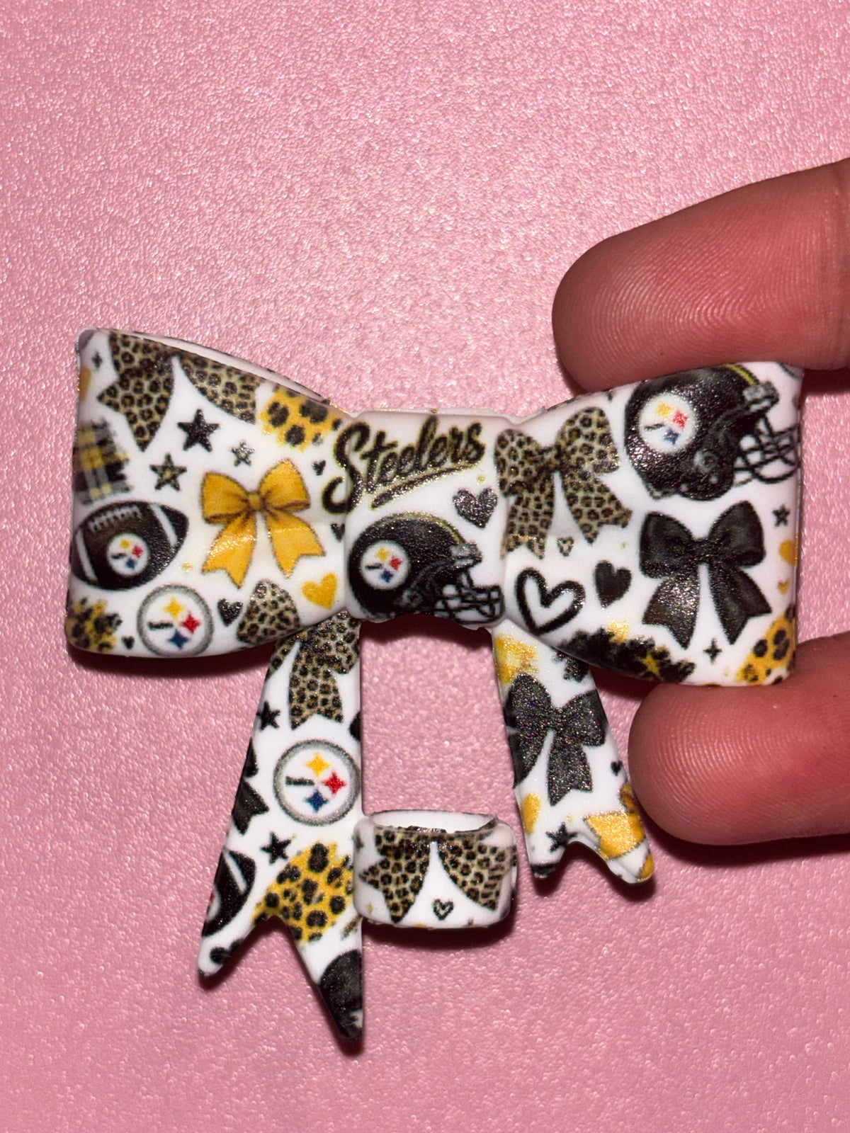 Pittsburgh Steelers Script & Leopard Bows - Bow